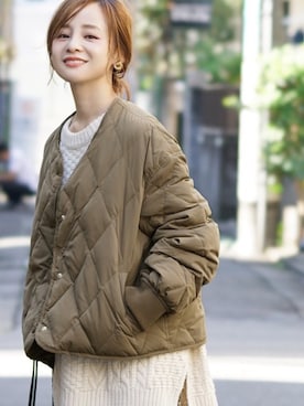 「coca（coca）（コカ）のアイテム（ジャケット/アウター）」を使った、田中亜希子さん（レディース・145cm）の冬コーディネート