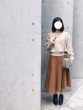 「MARGARET HOWEEL」｜「アイテム（スカート）」を使った、り さ さん（レディース・162cm）の秋コーディネート