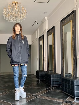 「ニットキャップ」｜「アイテム（ナイロンジャケット）」を使った、Nuttyさん（レディース・157cm）の春コーディネート