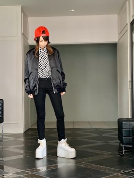 「HYSTERIC GLAMOUR（ヒステリックグラマー）のアイテム（スカジャン）」を使った、Nuttyさん（レディース・157cm）の春コーディネート