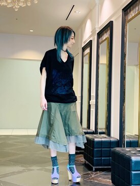 「パンクコーデ」｜「アイテム（スカート）」を使った、Nuttyさん（レディース・157cm）の春コーディネート
