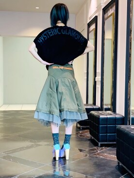 「パンクコーデ」｜「アイテム（スカート）」を使った、Nuttyさん（レディース・157cm）の春コーディネート