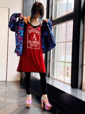「パンクコーデ」｜「アイテム（ミリタリージャケット）」を使った、Nuttyさん（レディース・157cm）の夏コーディネート