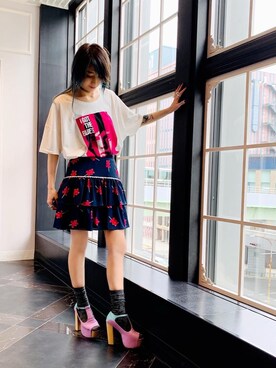 「パンクコーデ」｜「アイテム（スカート）」を使った、Nuttyさん（レディース・157cm）の夏コーディネート