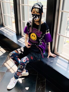 「パンクコーデ」｜「アイテム（スニーカー）」を使った、Nuttyさん（レディース・157cm）の夏コーディネート