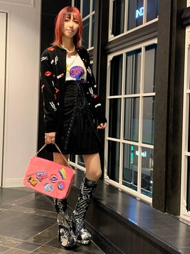「アイテム（チョーカー、ピンク系）」を使った、Nuttyさん（レディース・157cm）の冬コーディネート