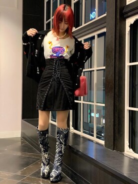 「アイテム（チョーカー、ピンク系）」を使った、Nuttyさん（レディース・157cm）の冬コーディネート