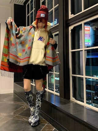 お値下げ！HYSTERIC GLAMOUR モノグラム ポンチョストール　ベア HYSTERIC GLAMOUR（ヒステリックグラマー）の「HYSTERIC BEAR