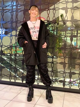 「HYSTERIC GLAMOUR（ヒステリックグラマー）のアイテム（ノーカラーコート）」を使った、Nuttyさん（レディース・157cm）の秋コーディネート