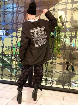 「HYSTERIC GLAMOUR（ヒステリックグラマー）のアイテム（ノーカラーコート）」を使った、Nuttyさん（レディース・157cm）の秋コーディネート