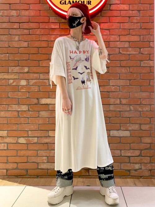 ヒステリックグラマー NIAGARA 半袖 ロング丈 ワンピース HYSTERIC GLAMOUR（ヒステリックグラマー）の「NIAGARA/HAPPY