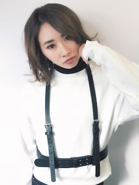 「アイテム（サスペンダー）」を使った、れなさん（レディース・147cm）の冬コーディネート