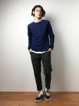 「TRANS CONTINENTS（トランスコンチネンツ）のアイテム（スラックス）」を使った、Yudai Ishiiさん（メンズ・178cm）の冬コーディネート