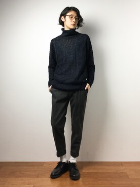 「TRANS CONTINENTS（トランスコンチネンツ）のアイテム（スラックス）」を使った、Yudai Ishiiさん（メンズ・178cm）の冬コーディネート