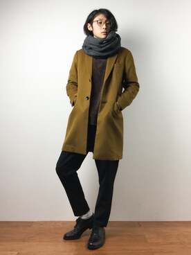「JOURNAL STANDARD relume（ジャーナルスタンダード　レリューム）のアイテム（チェスターコート）」を使った、Yudai Ishiiさん（メンズ・178cm）の冬コーディネート