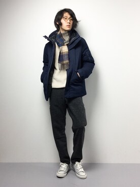 「tk.TAKEO KIKUCHI（ティーケータケオキクチ）のアイテム（ダウンジャケット/コート）」を使った、Yudai Ishiiさん（メンズ・178cm）の冬コーディネート