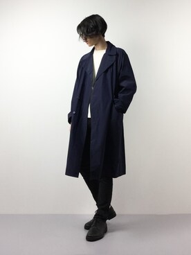 「SHIPS JET BLUE（シップスジェットブルー）のアイテム（ステンカラーコート）」を使った、Yudai Ishiiさん（メンズ・178cm）の冬コーディネート