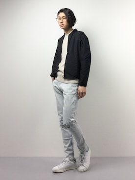 「MONKEY TIME（モンキータイム）のアイテム（デニムパンツ）」を使った、Yudai Ishiiさん（メンズ・178cm）の春コーディネート