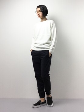 「GIORDANO（ジョルダーノ）のアイテム（ニット/セーター）」を使った、Yudai Ishiiさん（メンズ・178cm）の春コーディネート