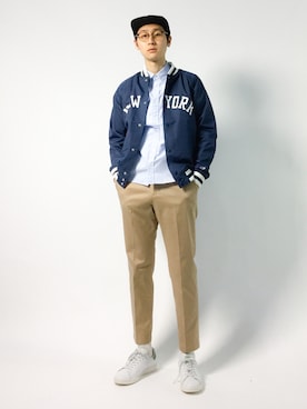 「STUDIOUS（ステュディオス）のアイテム（チノパンツ）」を使った、Yudai Ishiiさん（メンズ・178cm）の夏コーディネート