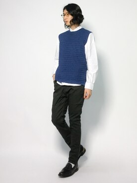 「アイテム（ベスト、ブルー系）」を使った、Yudai Ishiiさん（メンズ・178cm）の夏コーディネート