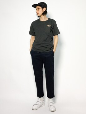Yudai Ishiiさんの「ワンポイント刺繍ポケットTシャツ【BOWLING】 (ポケT/半袖Tシャツ/半T)」を使ったコーディネート