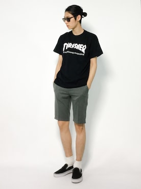 「スラッシャー」｜「アイテム（スラックス）」を使った、Yudai Ishiiさん（メンズ・178cm）の夏コーディネート