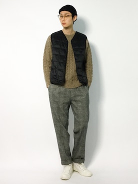 「417 EDIFICE（フォーワンセブンエディフィス）のアイテム（ダウンベスト）」を使った、Yudai Ishiiさん（メンズ・178cm）の秋コーディネート