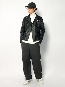 「L.H.P（エルエイチピー）のアイテム（ライダースジャケット）」を使った、Yudai Ishiiさん（メンズ・178cm）の秋コーディネート