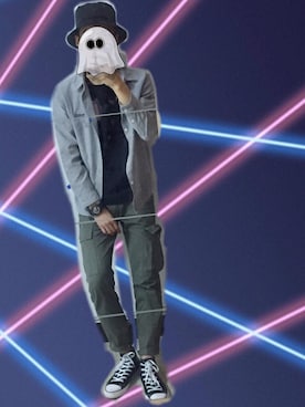 「MADNESSのアイテム（帽子）」を使った、_黄杰凡さん（メンズ・177cm）の秋コーディネート