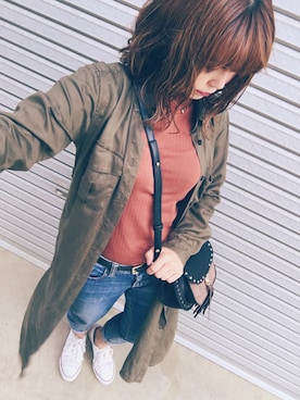 「アイテム（その他トップス、ブラウン系）」を使った、SAyUさん（レディース・158cm）の秋コーディネート