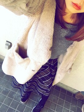 「おんなのこコーデ」｜「アイテム（その他アウター）」を使った、SAyUさん（レディース・158cm）の冬コーディネート