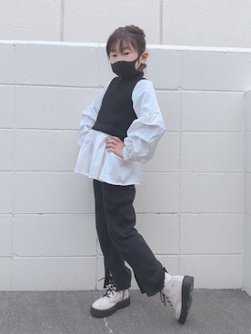 「fifth（フィフス）のアイテム（トップス、ホワイト系）」を使った、kantokiさん（キッズ）の冬コーディネート