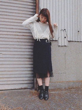「Jeffrey Campbell（ジェフリーキャンベル）のアイテム」を使った、三橋栄香さん（レディース・155cm）の冬コーディネート