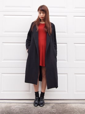 「Jeffrey Campbell（ジェフリーキャンベル）のアイテム（シューズ）」を使った、三橋栄香さん（レディース・155cm）の冬コーディネート