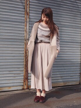 「flower（フラワー）のアイテム（パンツ）」を使った、三橋栄香さん（レディース・155cm）の冬コーディネート
