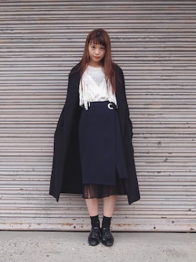 「Jeffrey Campbell（ジェフリーキャンベル）のアイテム（シューズ）」を使った、三橋栄香さん（レディース・155cm）の冬コーディネート