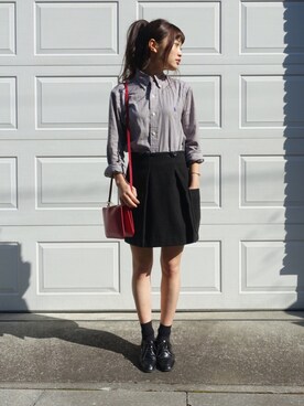 「Jeffrey Campbell（ジェフリーキャンベル）のアイテム（シューズ）」を使った、三橋栄香さん（レディース・155cm）の春コーディネート