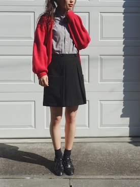 「Jeffrey Campbell（ジェフリーキャンベル）のアイテム（シューズ）」を使った、三橋栄香さん（レディース・155cm）の春コーディネート