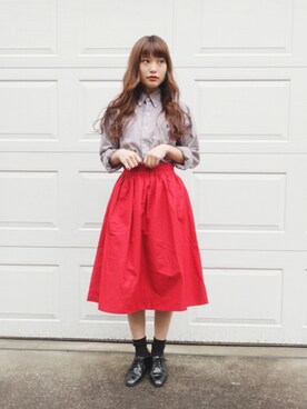 「Jeffrey Campbell（ジェフリーキャンベル）のアイテム（シューズ）」を使った、三橋栄香さん（レディース・155cm）の春コーディネート