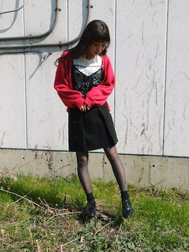 「Jeffrey Campbell（ジェフリーキャンベル）のアイテム（シューズ）」を使った、三橋栄香さん（レディース・155cm）の春コーディネート