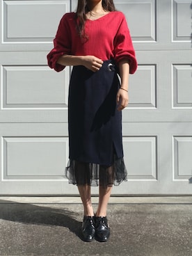 「Jeffrey Campbell（ジェフリーキャンベル）のアイテム（シューズ）」を使った、三橋栄香さん（レディース・155cm）の春コーディネート