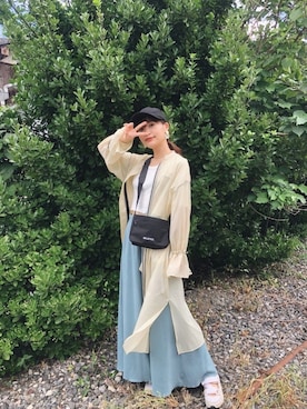 「UNITED TOKYO（ユナイテッドトウキョウ）のアイテム（その他アウター）」を使った、三橋栄香さん（レディース・155cm）の秋コーディネート
