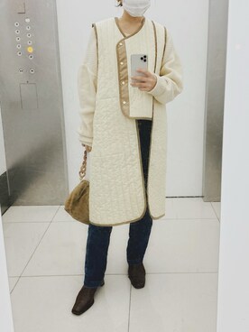 「STUDIOUS（ステュディオス）のアイテム（トップス）」を使った、三橋栄香さん（レディース・155cm）の秋コーディネート