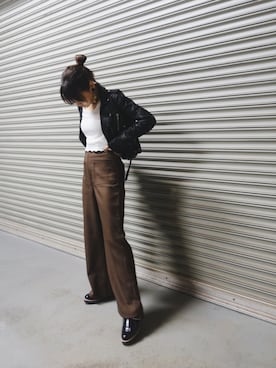 「present（プレゼント）のアイテム（イヤリング）」を使った、三橋栄香さん（レディース・155cm）の秋コーディネート