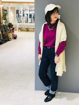 「パラブーツ」｜「アイテム（パンツ）」を使った、ひなママさん（レディース・152cm）の冬コーディネート