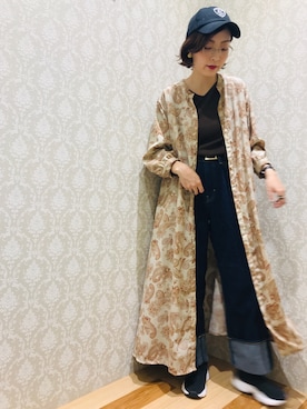 「earth music&ecology（アースミュージックアンドエコロジー）のCOTTON USAデニムパンツ(ストレート) 〇（デニムパンツ）」を使った、ひなママさん（レディース・152cm）の夏コーディネート