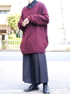 「my beautiful landlet（マイビューティフルランドレット）のアイテム（スウェット）」を使った、モーニングSONさん（メンズ・168cm）の秋コーディネート
