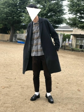 「SENSE OF PLACE by URBAN RESEARCH（センスオブプレイスバイアーバンリサーチ）のアイテム（チェスターコート）」を使った、MCMCさん（メンズ・178cm）の冬コーディネート