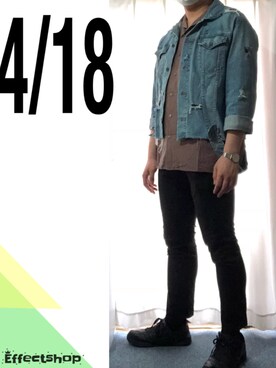 「ダニエルウェリントン」｜「アイテム（デニムジャケット）」を使った、デブさん（メンズ・183cm）の春コーディネート